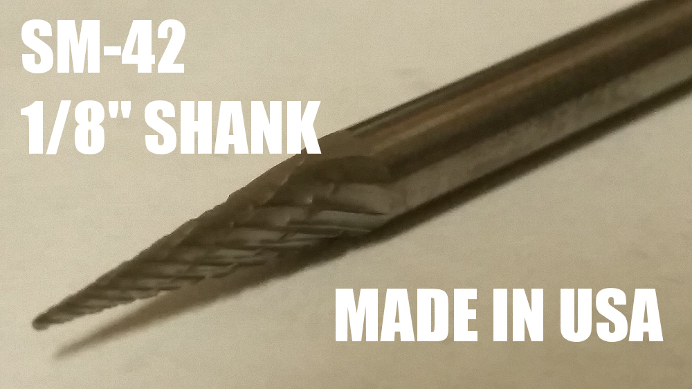 SM42D Cone SOLID Carbide Burr Bur Cutting Tool Die Grinder Bit 1/8"