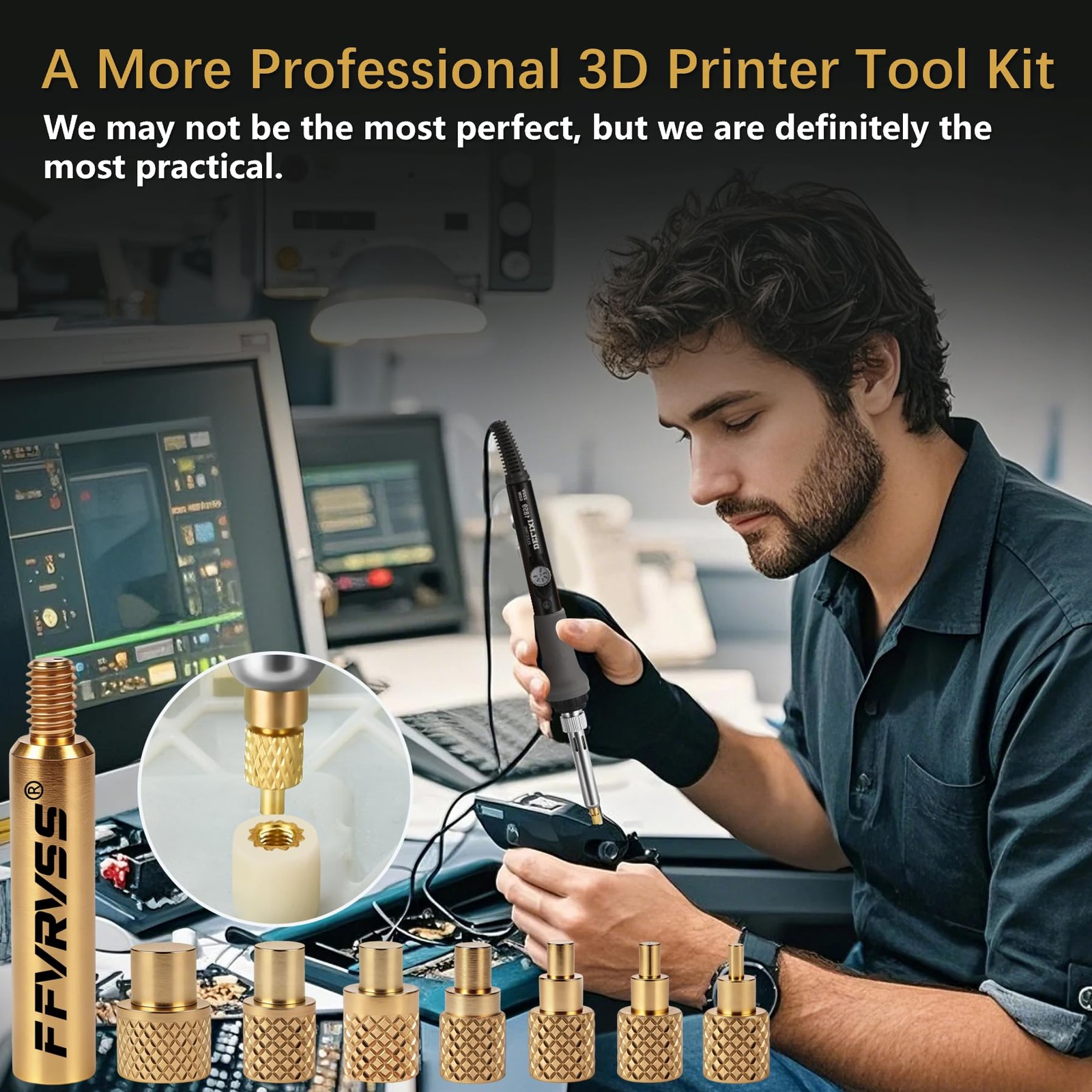 Premium Heat Set Insert Tool kit, for Threaded inserts M2-m8 Upgraded 8 Tips