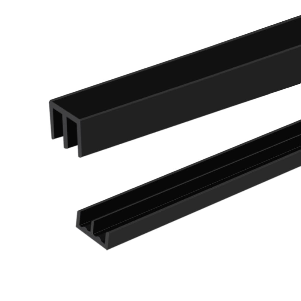 Aroilder Sliding Door Track, Fit 1/4" Thick Panels/Glass, Black