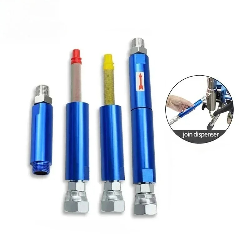 Blue Airless Spray Machine Filter With Two Connector Joint Adapters