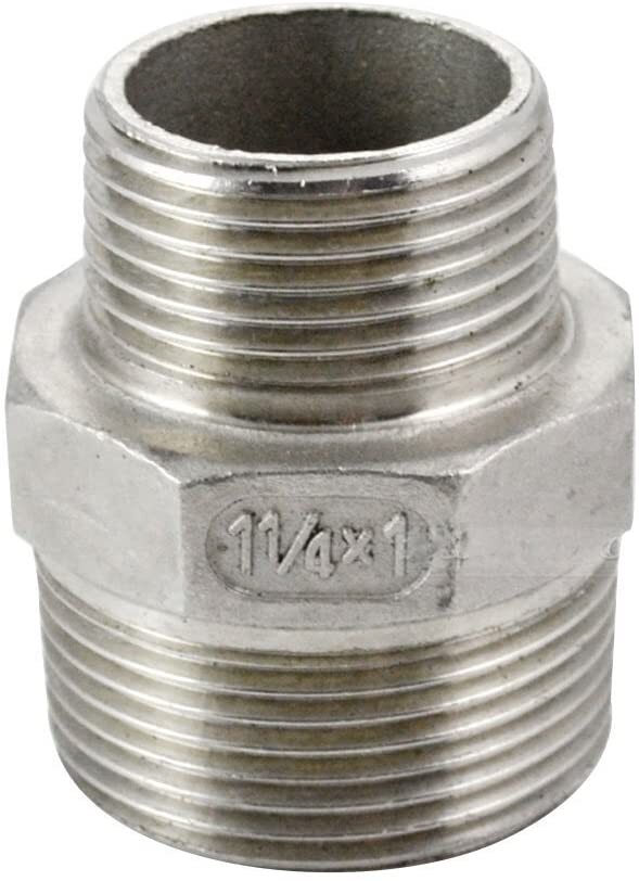 1.25" to 1" inch male NPT Hex Nipple Pipe Fitting Reducer Reducing Adapter SS304