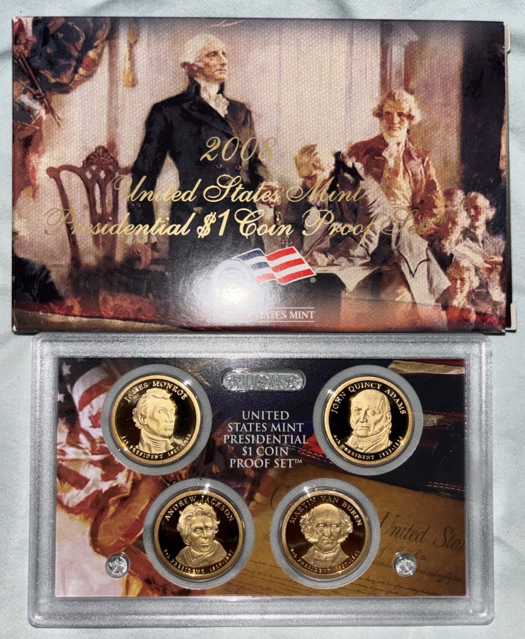 2008-S US Mint Presidential Dollar Proof Set, Original Packaging w/ COA. 4 Coins