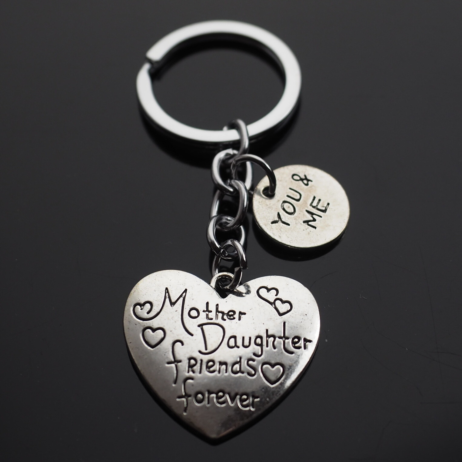 Heart Mother & Daughter Friends Forever Keychain Key Chain Hearts Mom You & Me