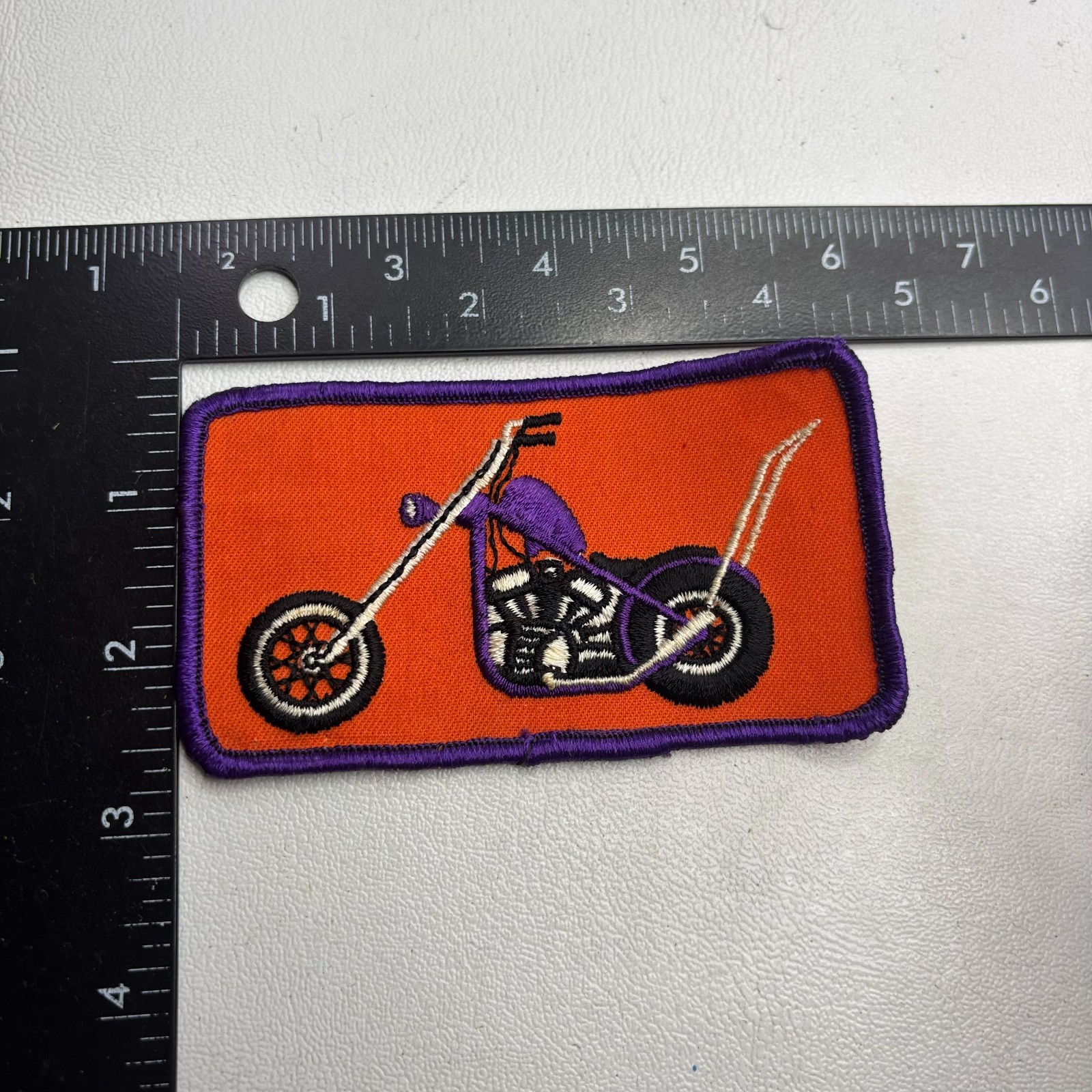 VINTAGE Oldie PURPLE CHOPPER Motorcycle Biker Embroidered Patch 66Q8