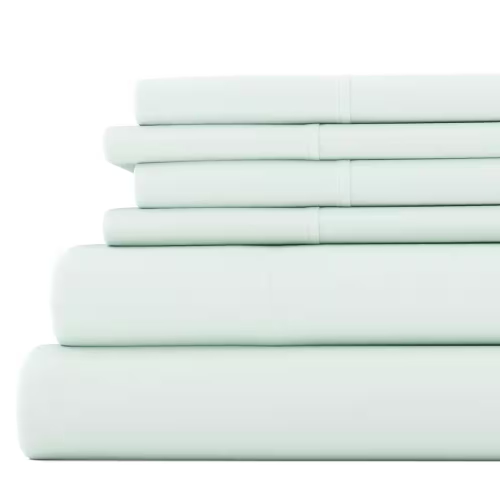 Luxury Ultra Soft 6 Piece Solid Mint Microfiber Twin Sheet Set Free Shipping New