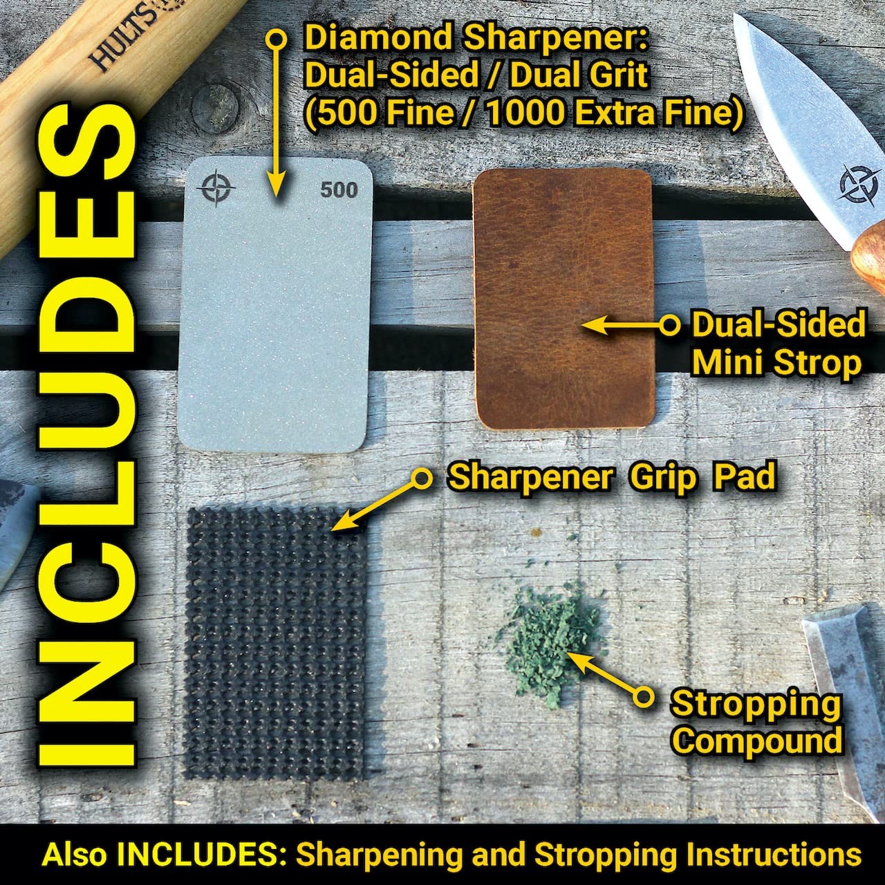 Tiny Survival Knife & Tool Sharpener Kit Ultimate 4in1 Edc Kit Doublesided Dual