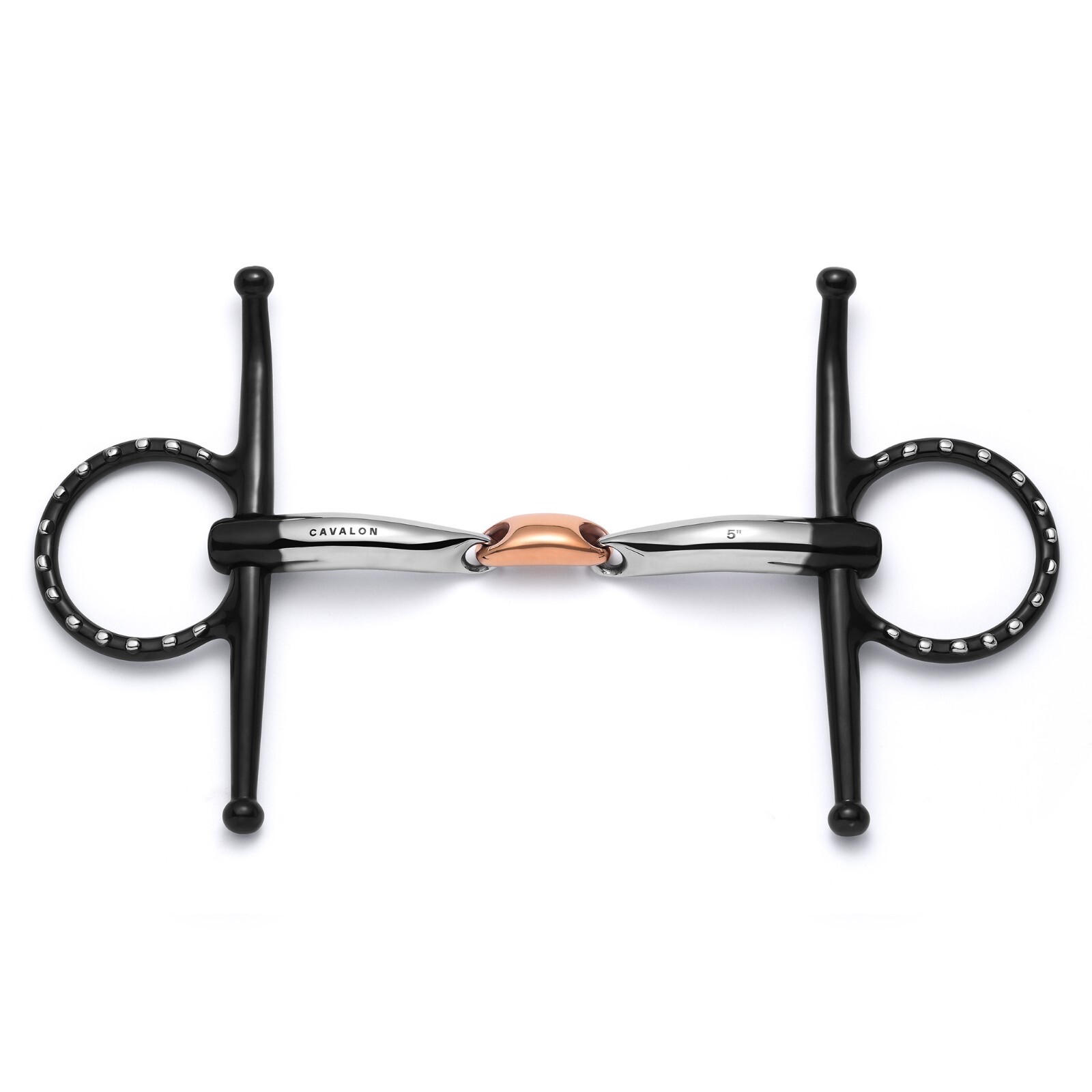 Cavalon Full Cheek Lozenge Silver Dotted Snaffle Bit