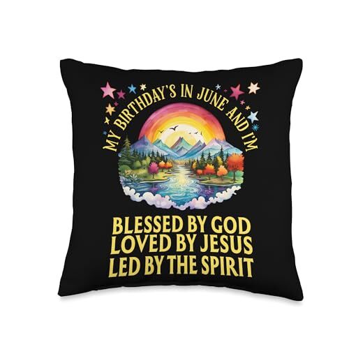 Blessed By God Rainbow At Sunset June Birthday Throw Pillow