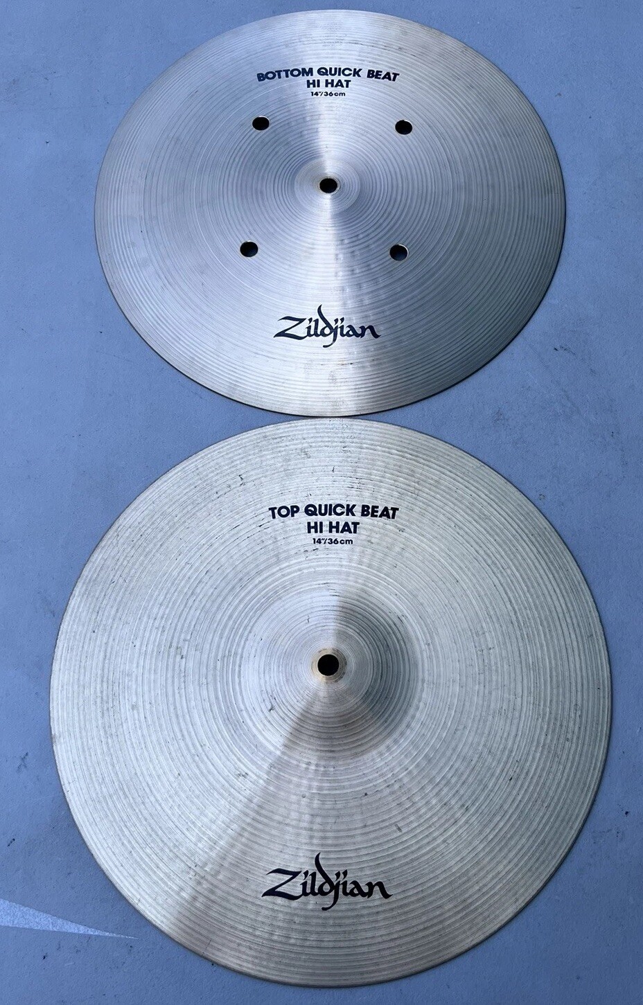 Zildjian Quick Beat Top & Bottom Hi-Hat Hihat Pair 14” Drum Cymbal USA 2549g