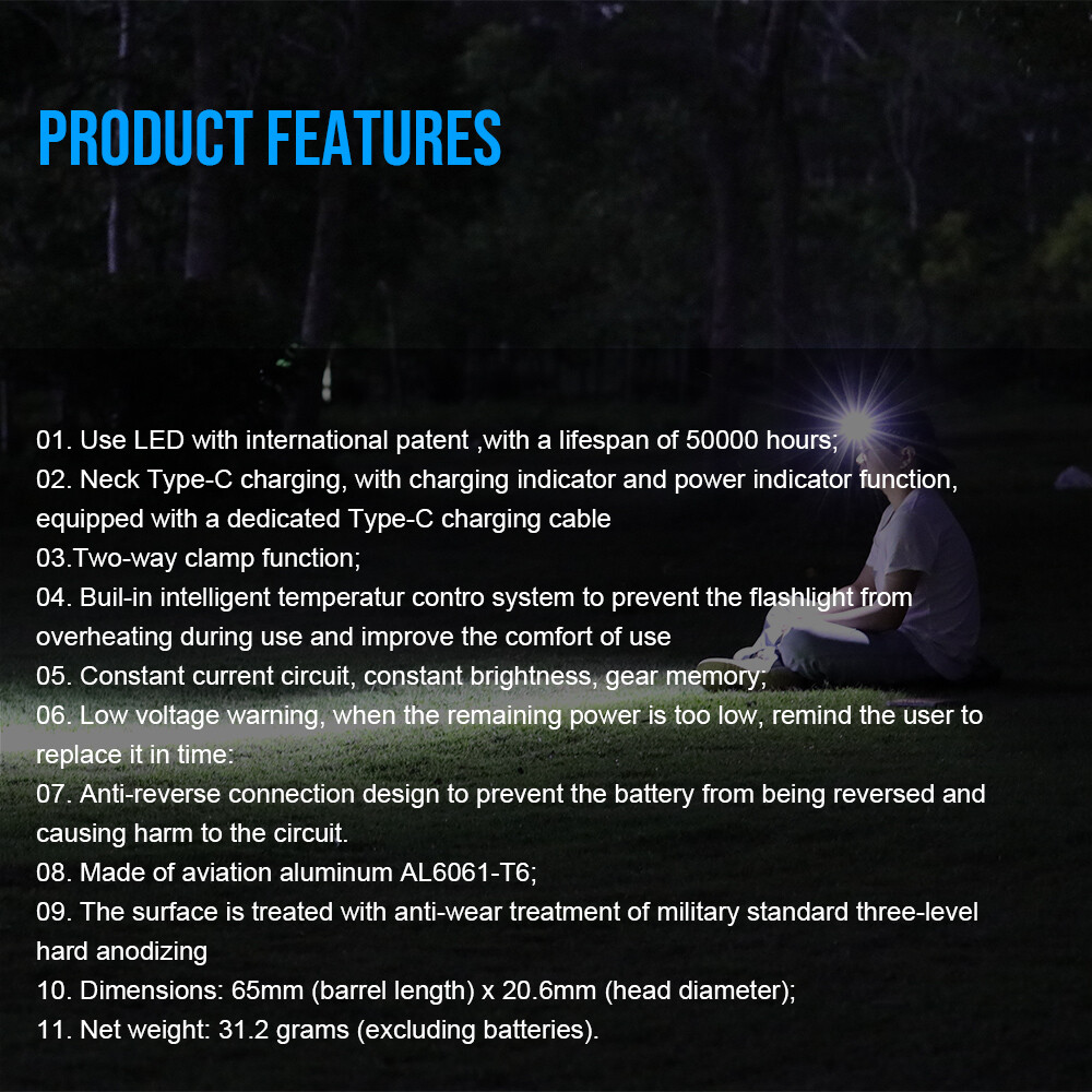 Trustfire 1000Lumen Rechargeable Headlamp LED Headlight EDC Working Flashlight