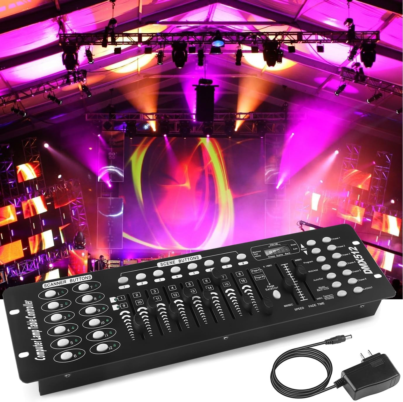 DMX Controller, 192 Channel DMX 512 Light Controller DMX Console Stage Light Co