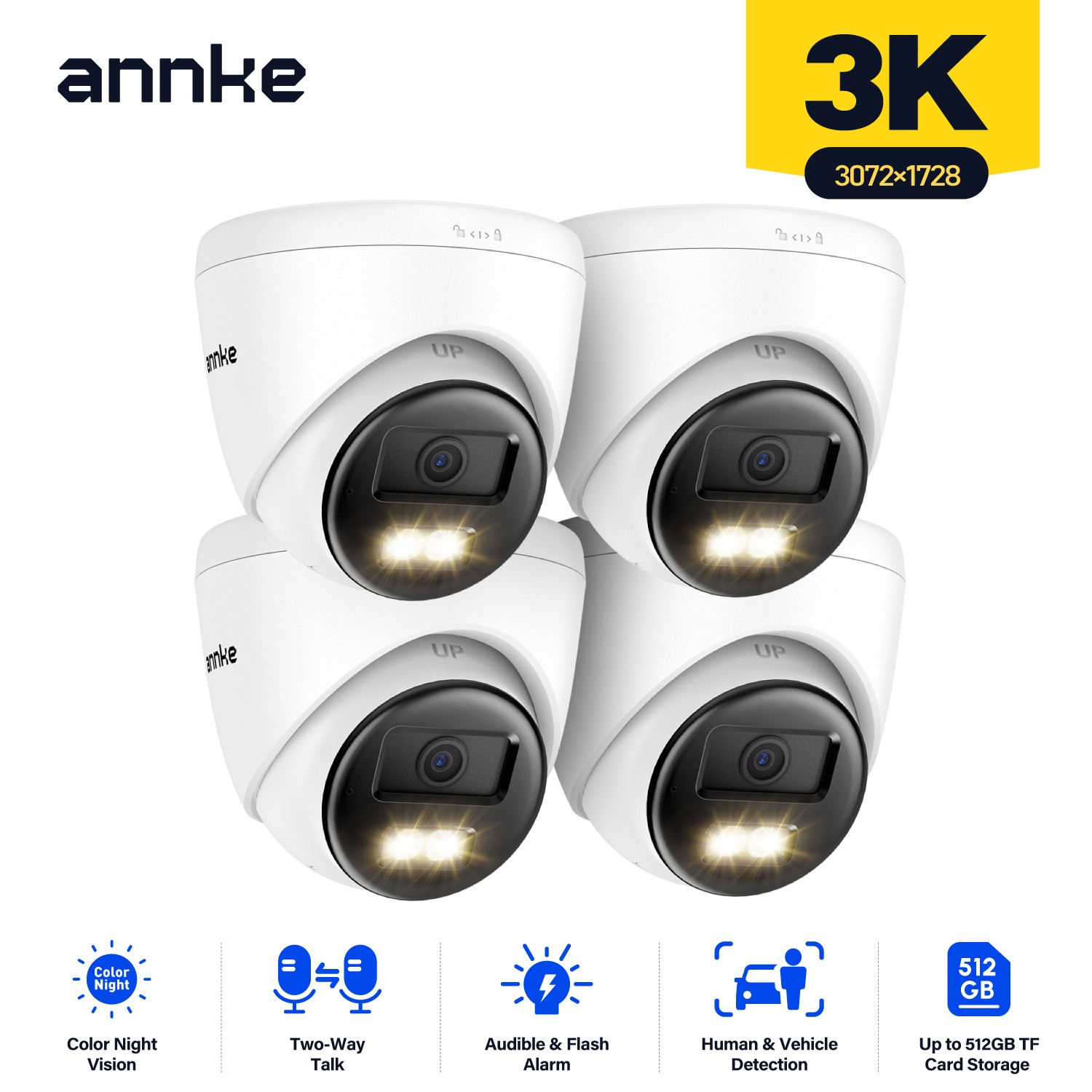 ANNKE 5MP PoE Security IP Camera AC500 Audio AI Color Night Vision Outdoor IP67