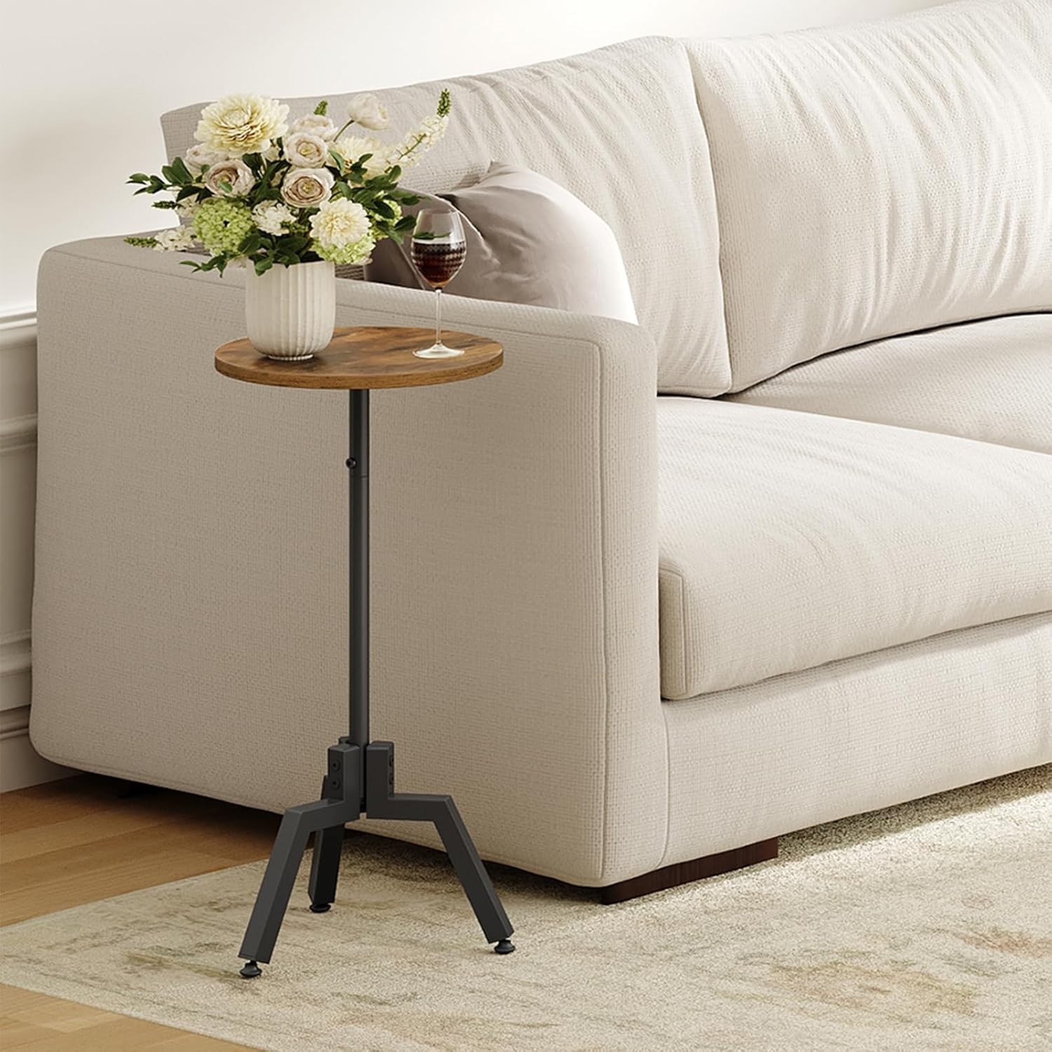 Round Side Table, Small End Table, Drink Table, beside Table for Small Space, Co