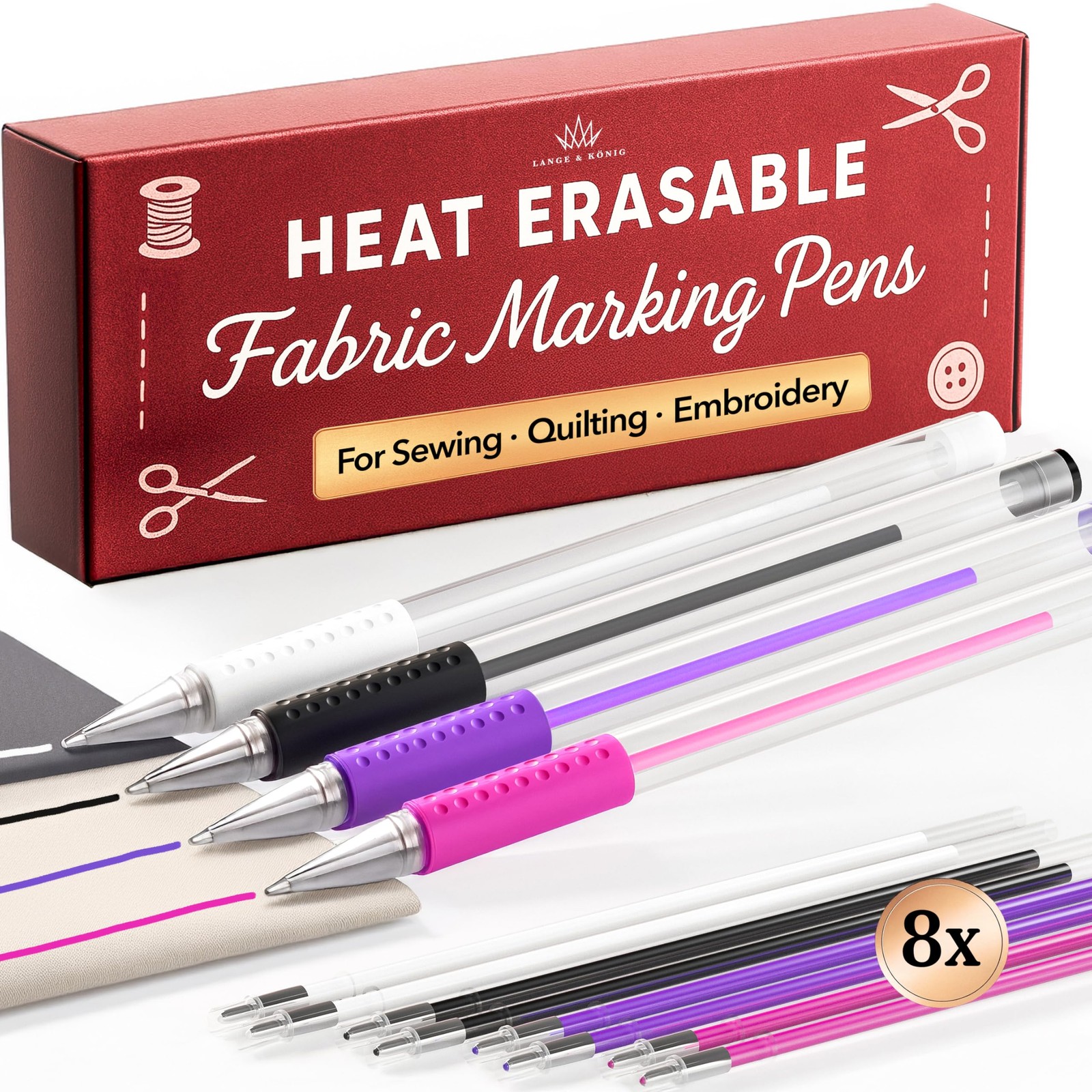 Lange & König Air & Water Erasable Fabric Markers for Sewing Products - Sewin...