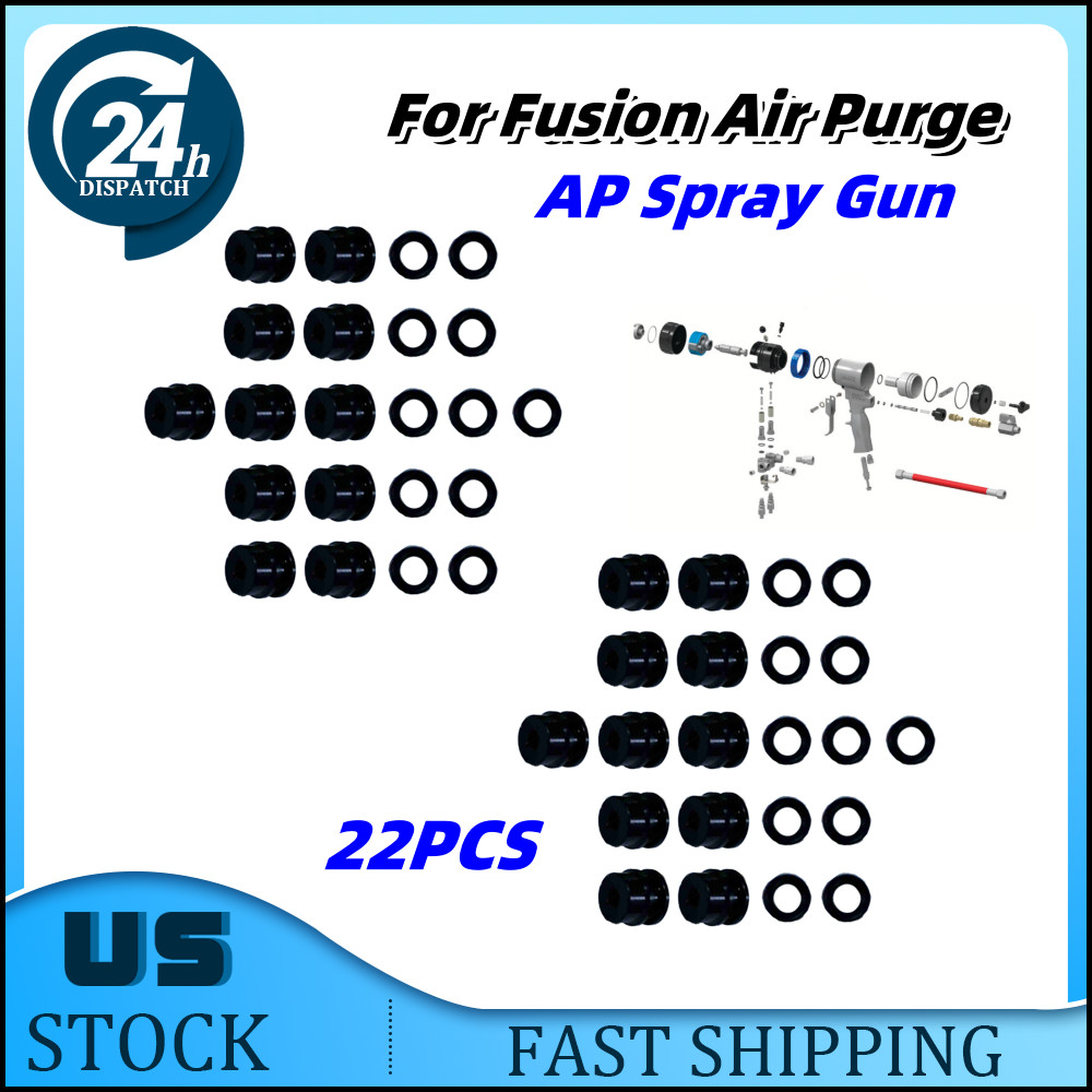For Fusion Air Purge AP Spray Gun 22PCS 246348 249990 Black Side Seals Kit