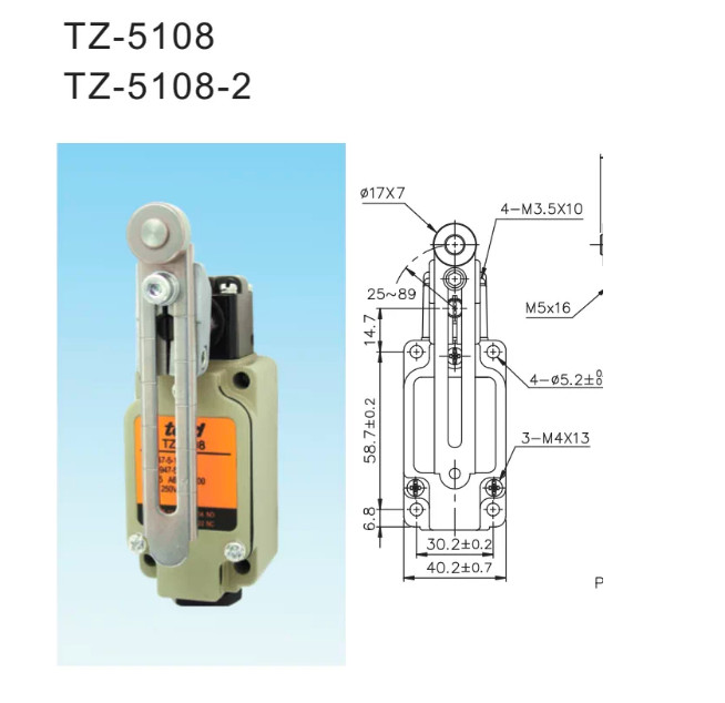 1PCS TZ-5108-2 Limit Switch Mechanical Travel Control Micro Limit Switch