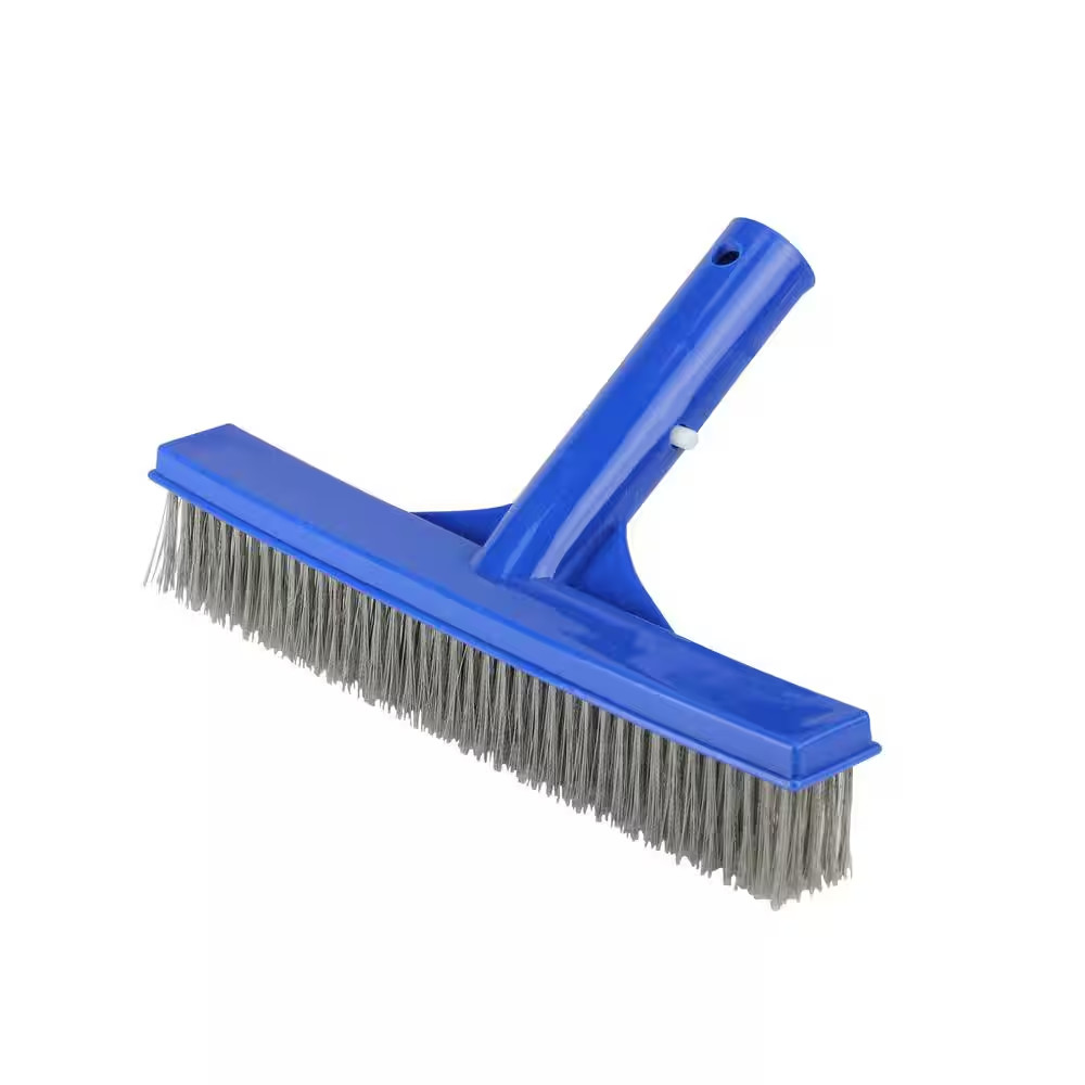 9.75 In. Blue Stainless Steel Algae Brush for Cement Pools