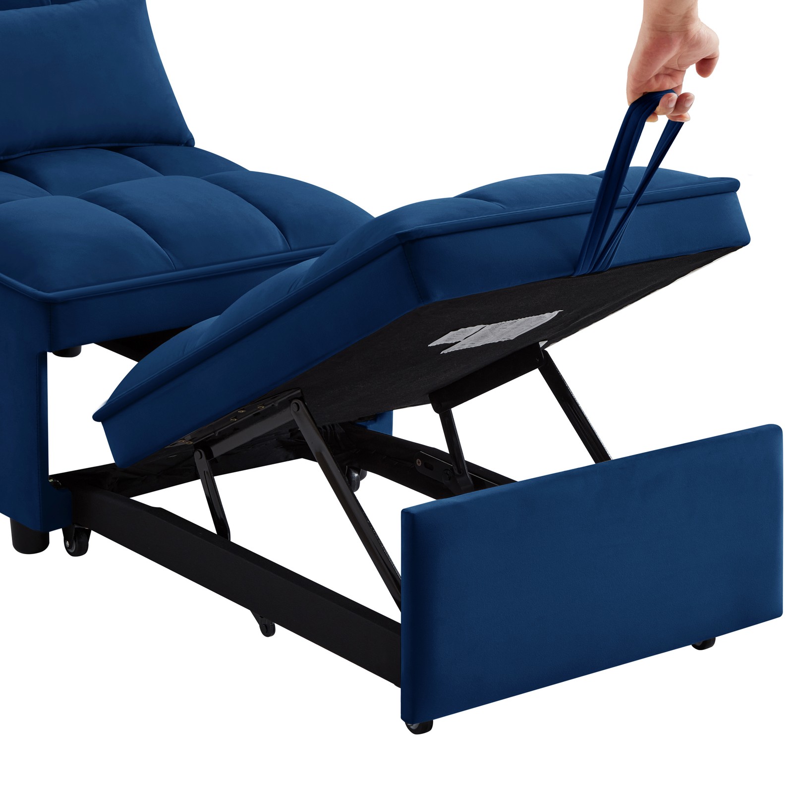 4 in1 Multi-Function Single Sofa Bed with Storage Pockets,Tufted Single Pull-