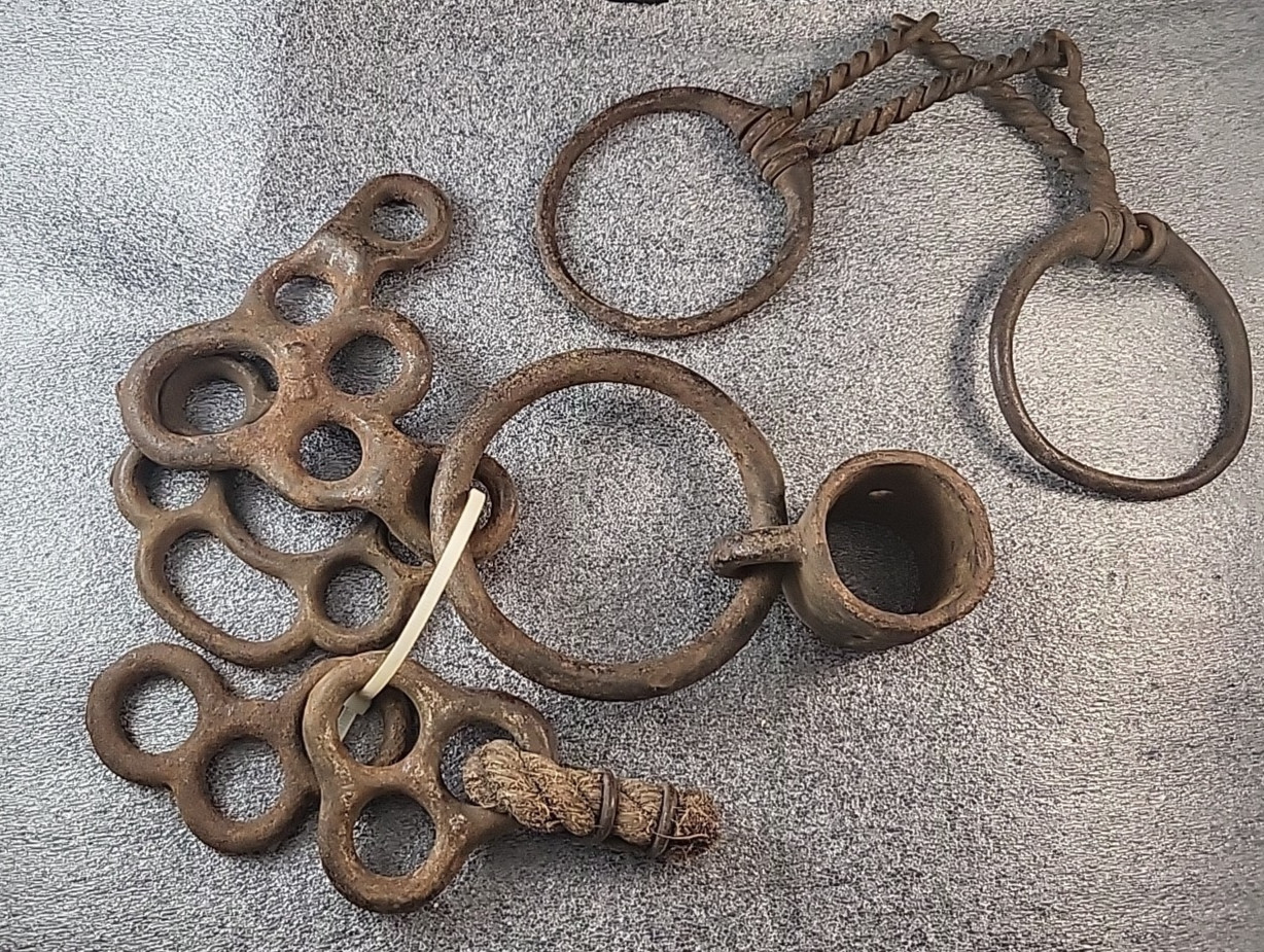 Antique Hand-forged Iron Hardware Snaffle Bits & Hay Sling Rope Cluster? Pics