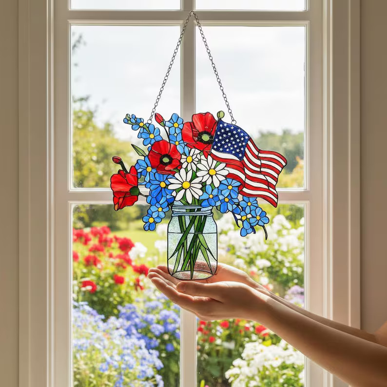 Patriotic Flower Suncatcher Acrylic