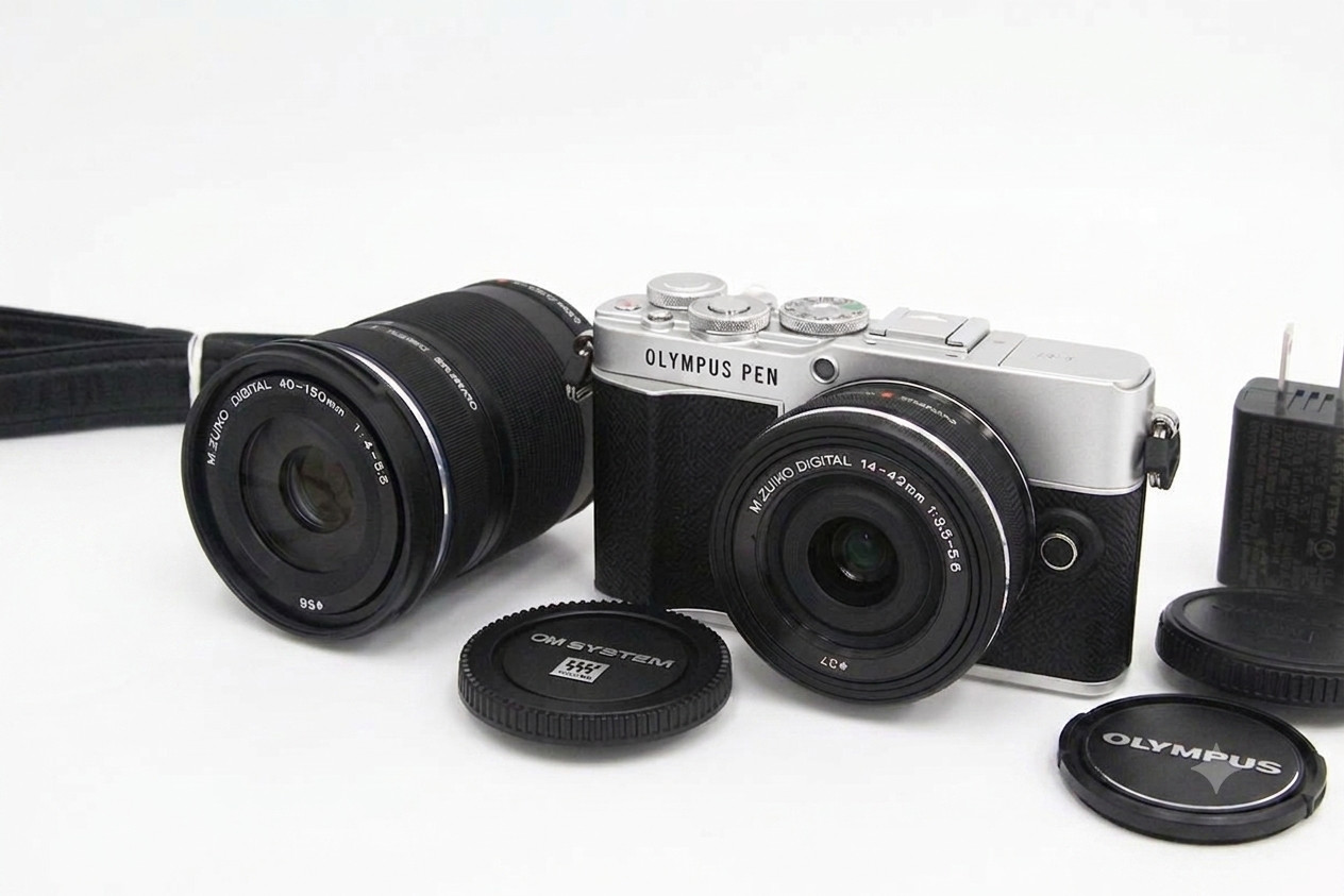 NEW Olympus PEN E-P7 EZ Double Zoom Lens Kit Silver Mirrorless Camera from Japan