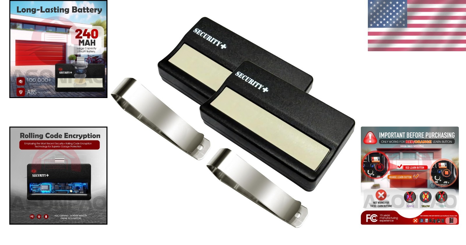 Convenient 2-Pack LiftMaster Garage Remotes with Easy Programming & 164 Ft Range
