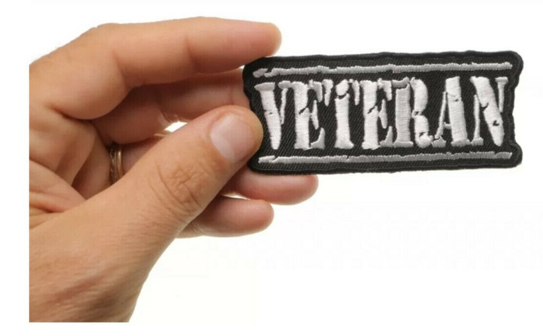 Veteran Patch Old Stamper White 3.5x1.5 inch