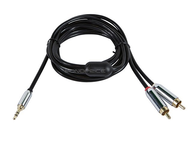 3ft Designed for Mobile 3.5mm Stereo Male to RCA Stereo Male Gold  Black 9767