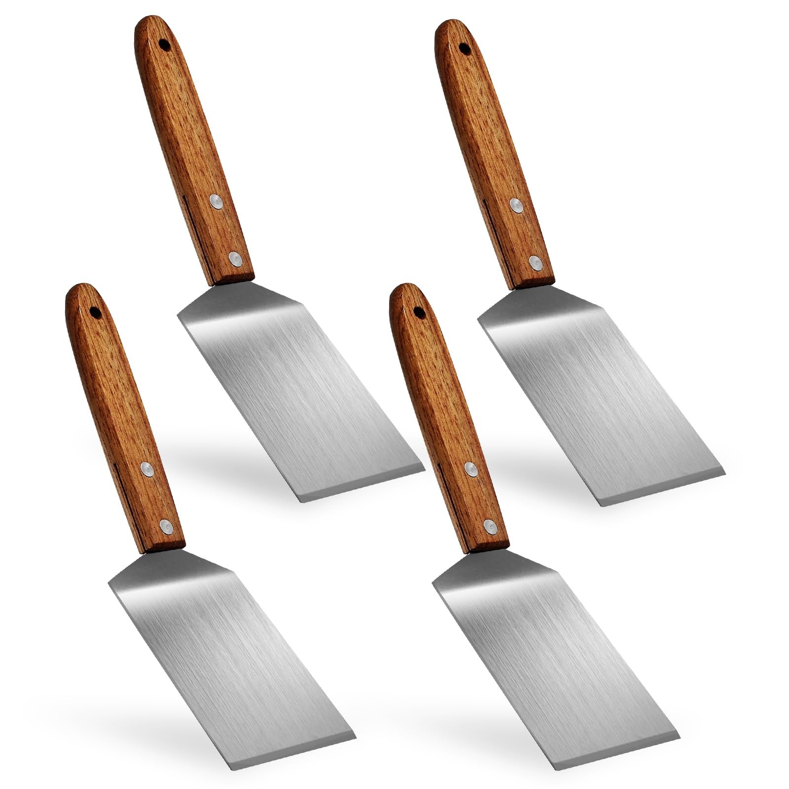 4 Pack Small Brownie Cookie Spatula, Metal Turner Stainless Steel Scraper, Wo...