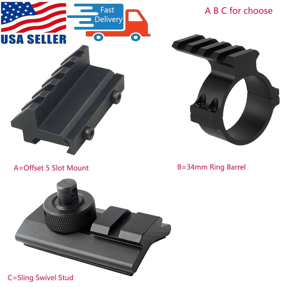 Sling Swivel Stud Mount Adapter/34mm Ring Scope Barrel Mount/Offset 5 Slot Mount