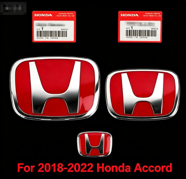 ❤️3 x Style Red Front Rear Steering Emblem Badge Fit For Honda Accord 2018-2022