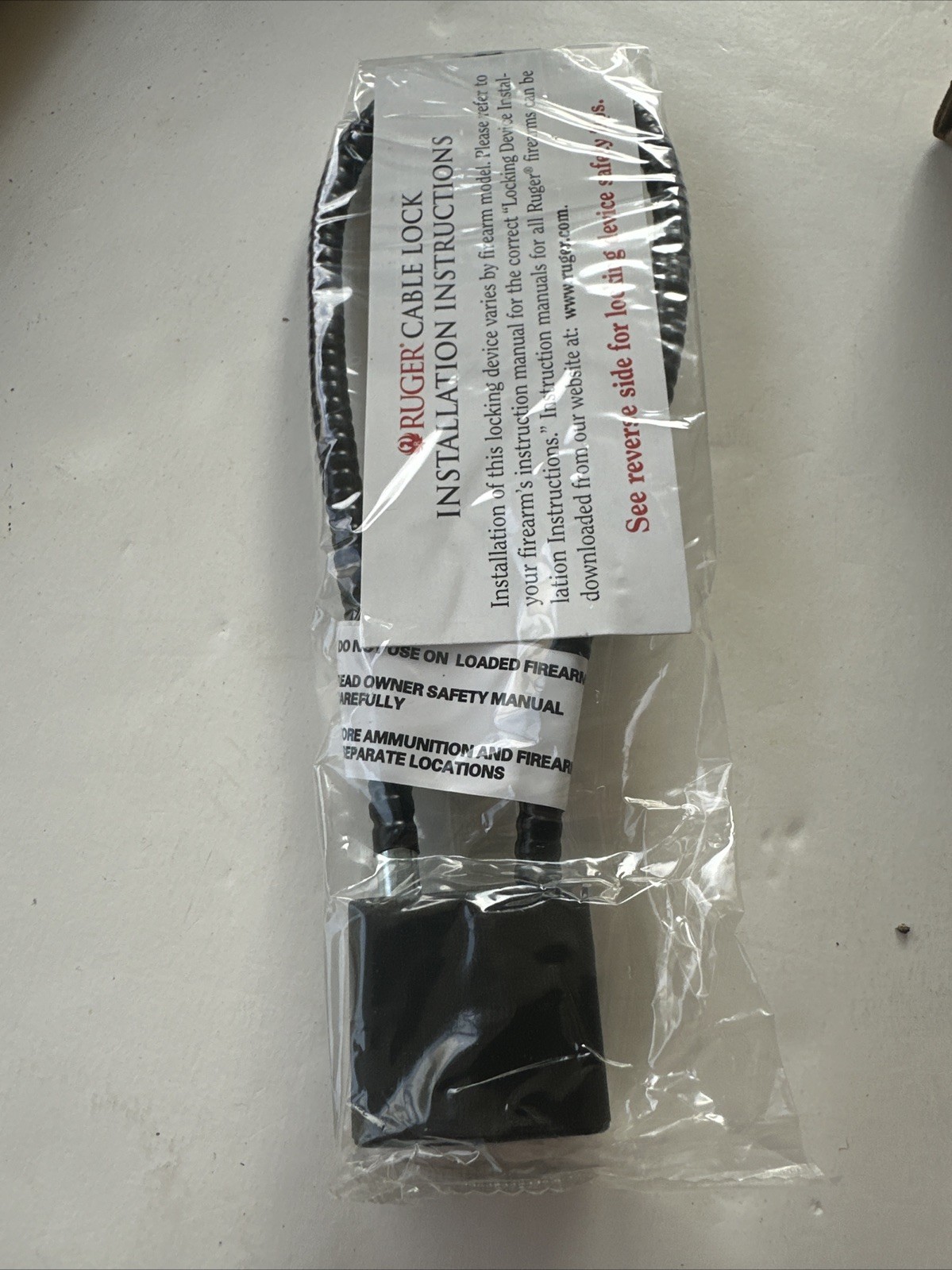Ruger R15LC1 2718-01T  Firearm Gun Pistol Cable Lock With 2 Keys Black 30mm