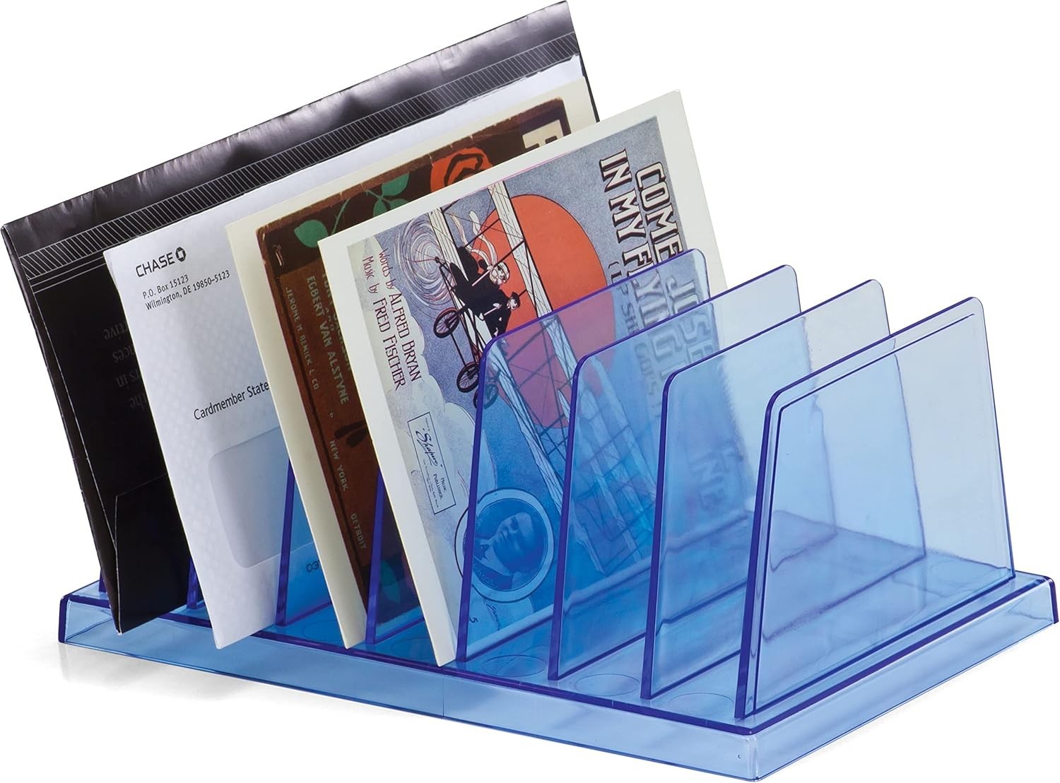 Blue Glacier 7-Compartment Desktop Organizer - Transparent Blue Elegance