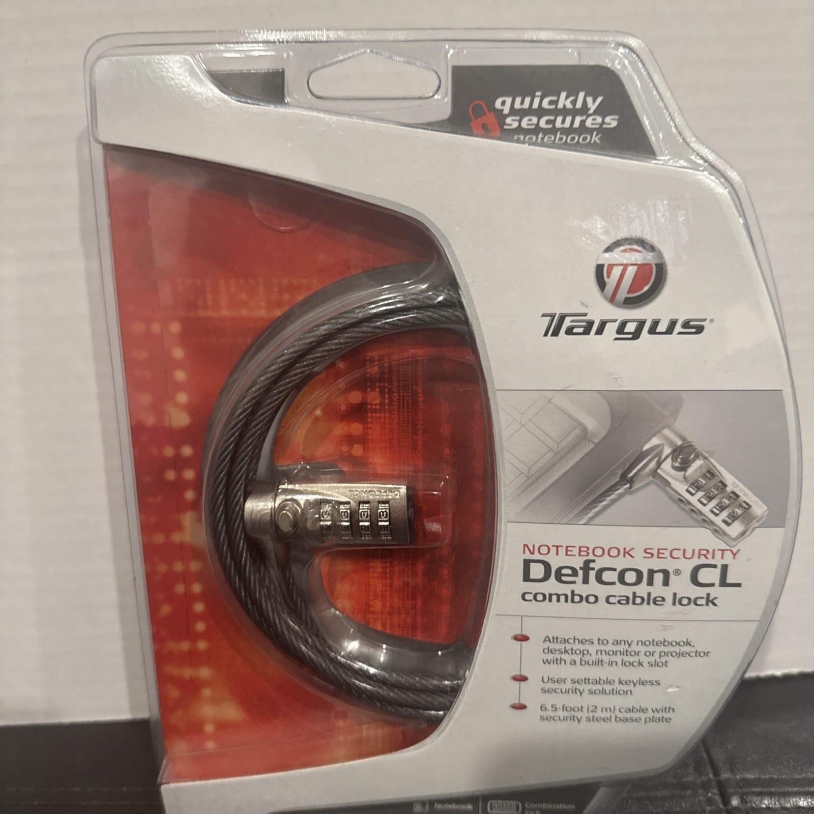 Targus Defcon CL Notebook Security Combo Cable Lock Laptop Anti Theft NEW