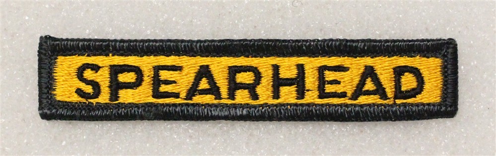 Army Patch 4899 - 3rd Armored Division "SPEARHEAD" tab - AG with merrowed edge