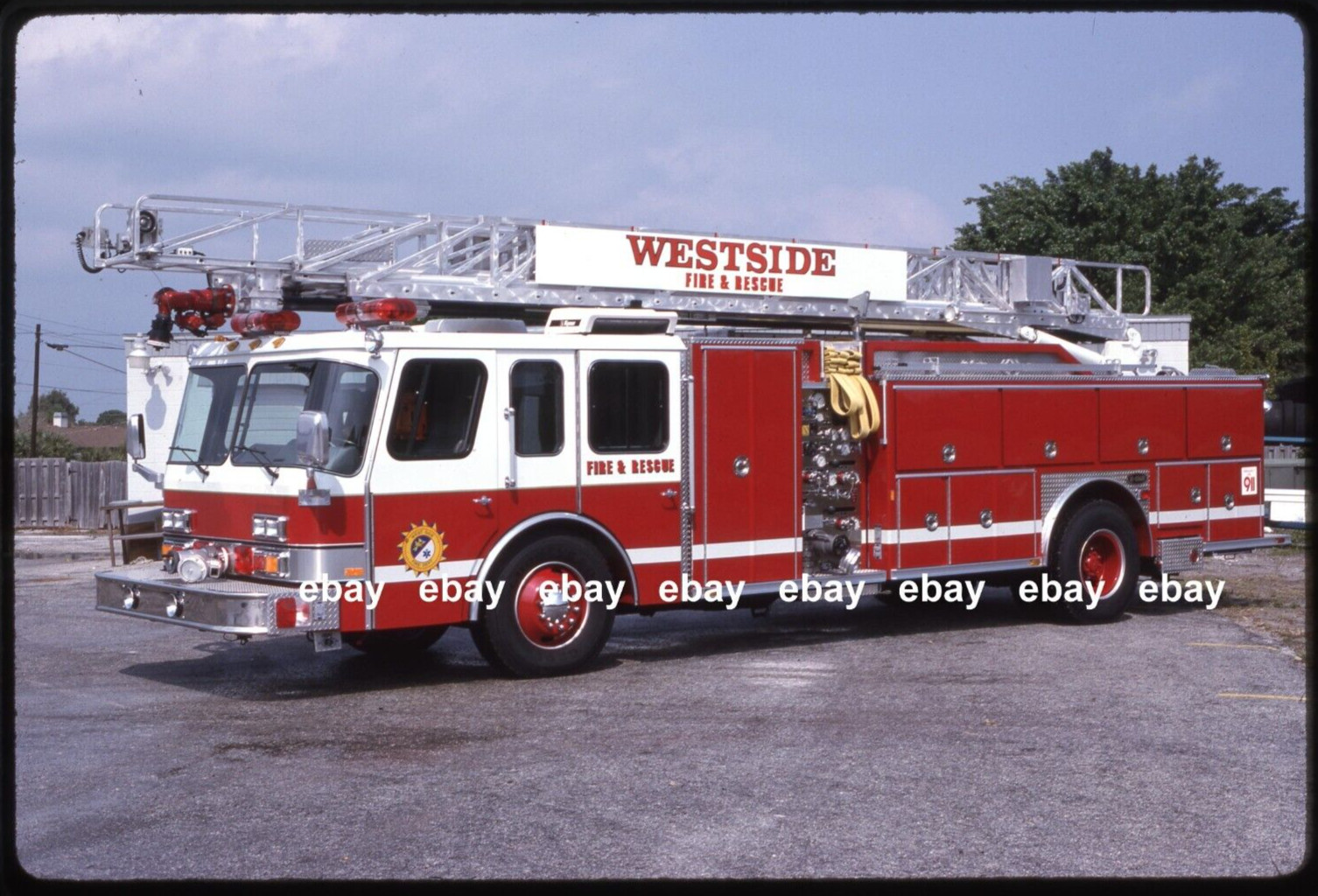 West Side FL 1991 Emergency One 75' Aerial Fire Apparatus Slide