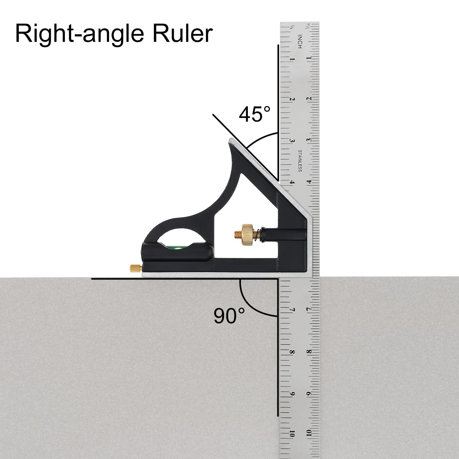 12" Adjustable Sliding Combination Square Ruler & Protractor Level Measure Me...
