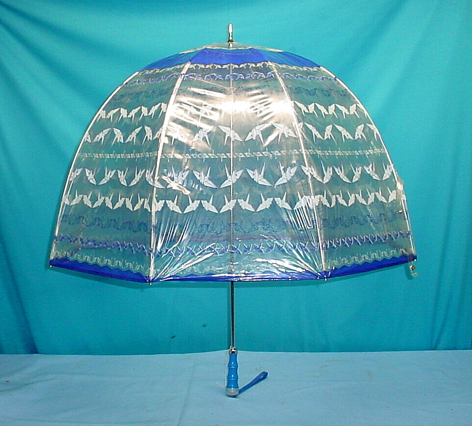 Clear Vinyl Bubble Dome Umbrella Large Windproof Rain Origami 30" MCM Asian Art