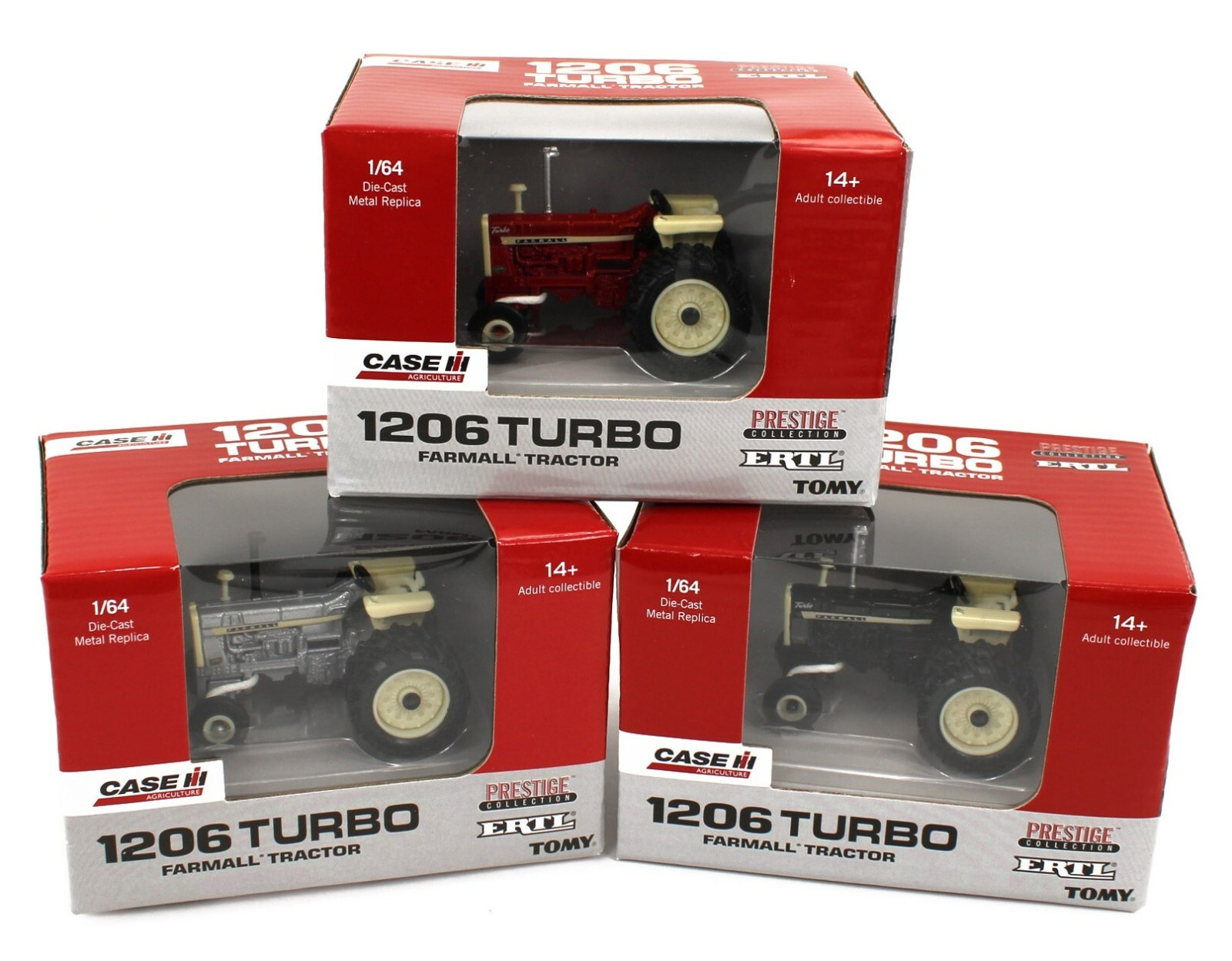 2024 ERTL 1:64 CASE IH Farmall 1206 Turbo 3-PIECE SET *RED SILVER & BLACK CHASE*