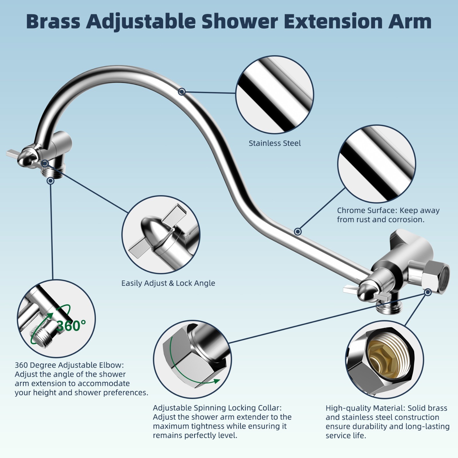 8" High Pressure Rainfall Shower Head Combo with Handheld Spray 10 Spray Setting