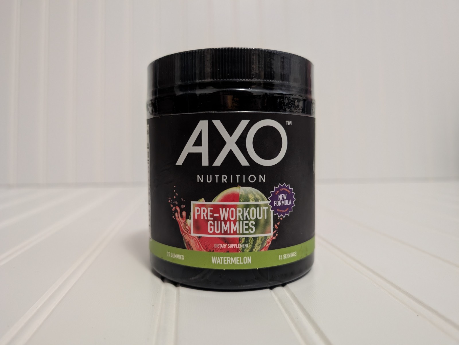 AXO nutrition pre-workout gummies, watermelon flavored, exp 2/26