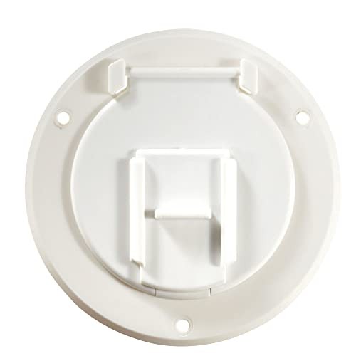 B120, Round Electrical Cable Hatch, Basic, Replaceable Lid, 4.3 Polar White