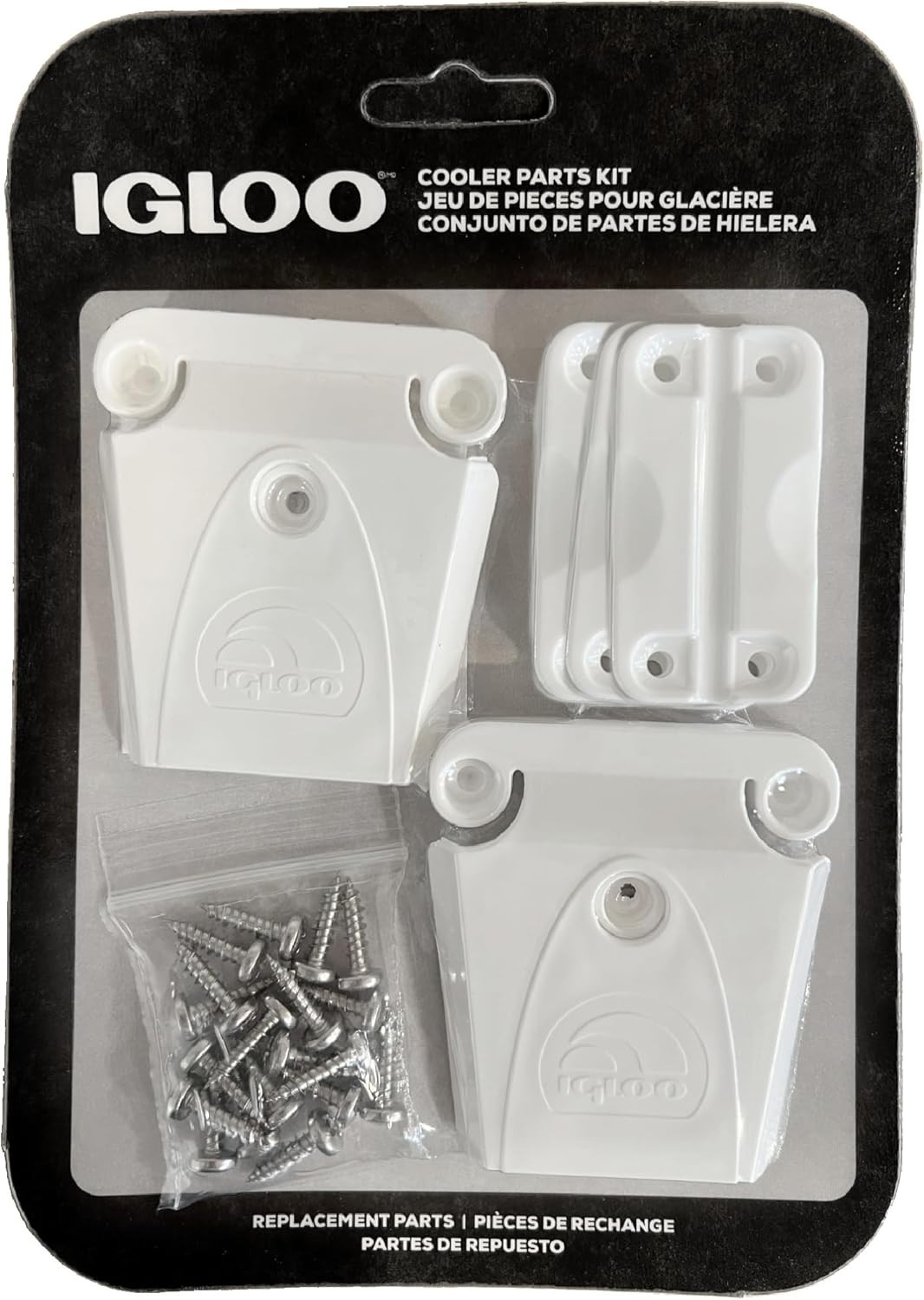 Igloo Cooler Plastic Parts Kit - Made in the USA - 2 Latches, 3 Hinges, Latch Po