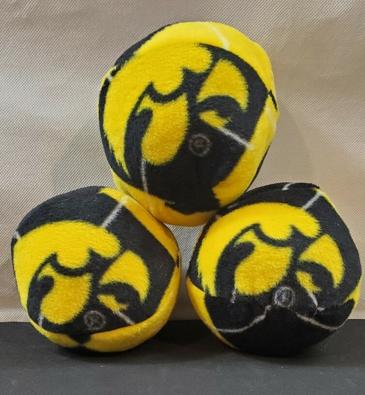 Iowa Hawkeyes University College Set Of 3 Fleece Poly Filled Toy Balls Soft
