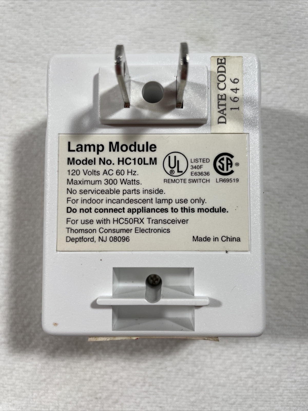 RCA Home Control - 2 Prong - Lamp Module - Plug N Power - Model No: CHC10LM