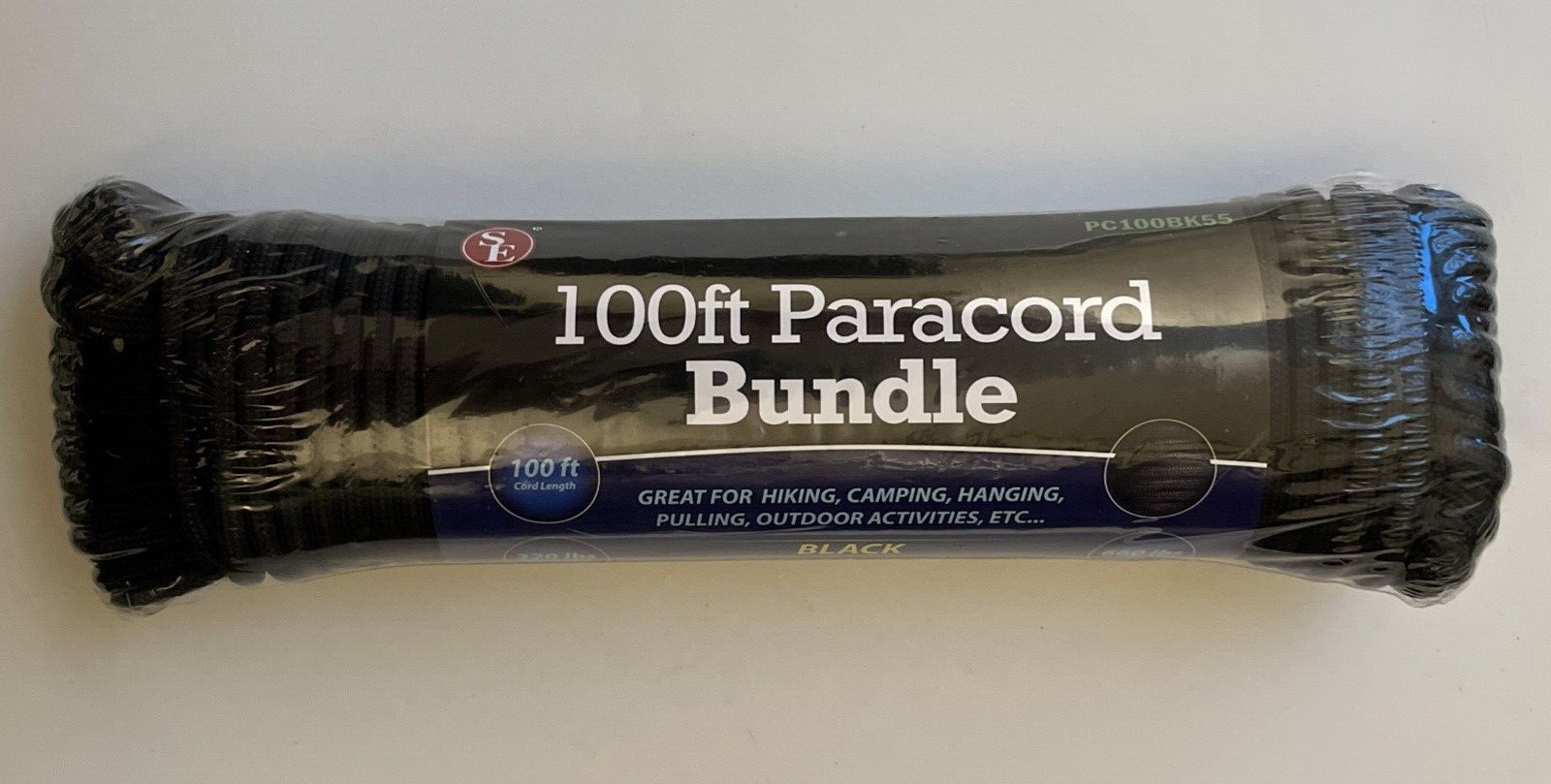 SE Survivor Multi Purpose 100' Paracord Rope Black 100' - PC100BK55 New In Pack