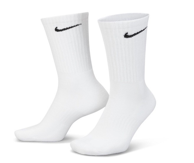 Nike SX6897100 Men's Medium Dri-Fit Socks - White - Mens 6-8 Women 6-10