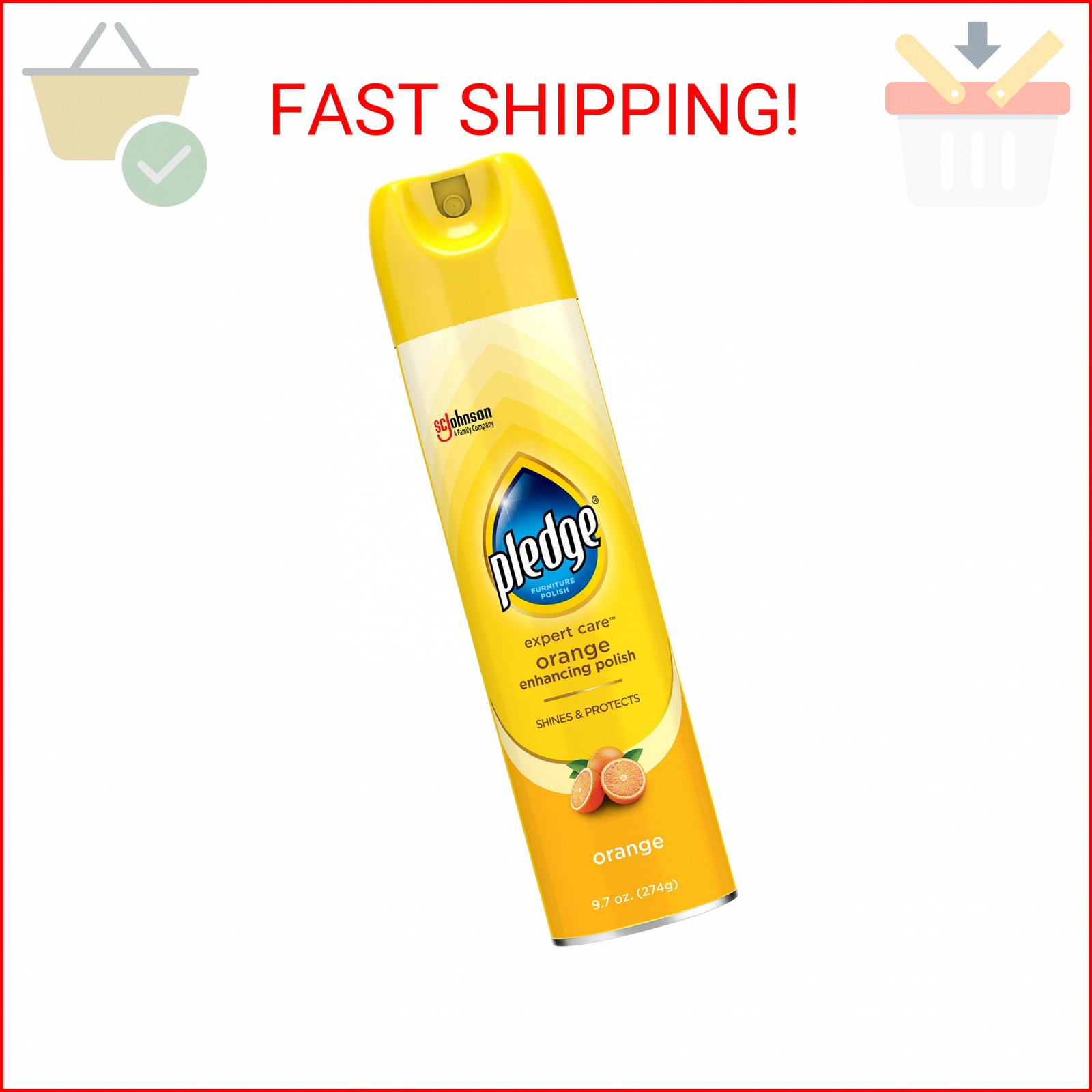Pledge Enhancing Polish, Wood & Furniture Spray, Orange Scent, 9.7oz