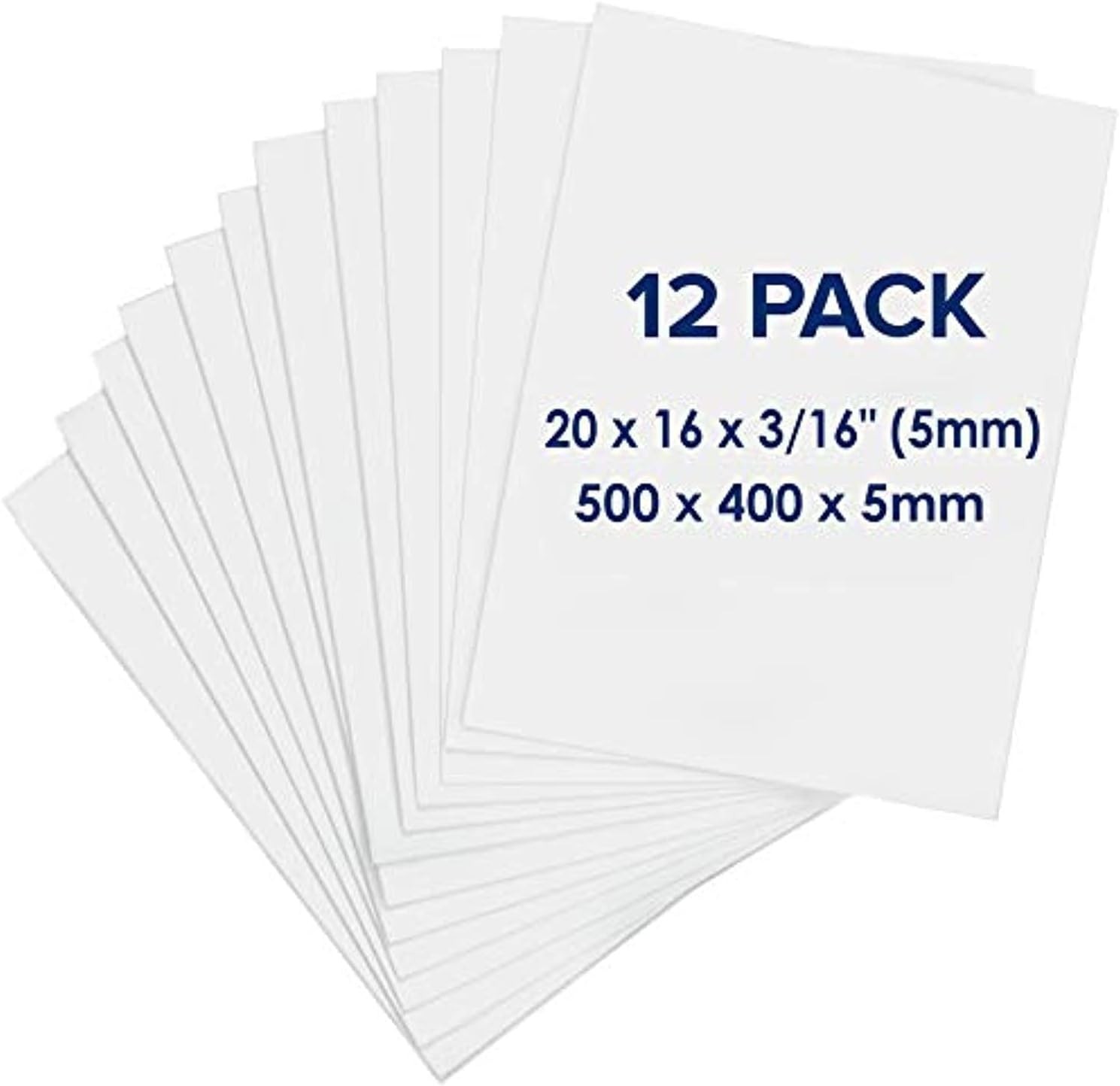 Foam Board 20 x 30 x 3/16" 5mm - 12 Pack White Poster Board, Acid Free, Double S