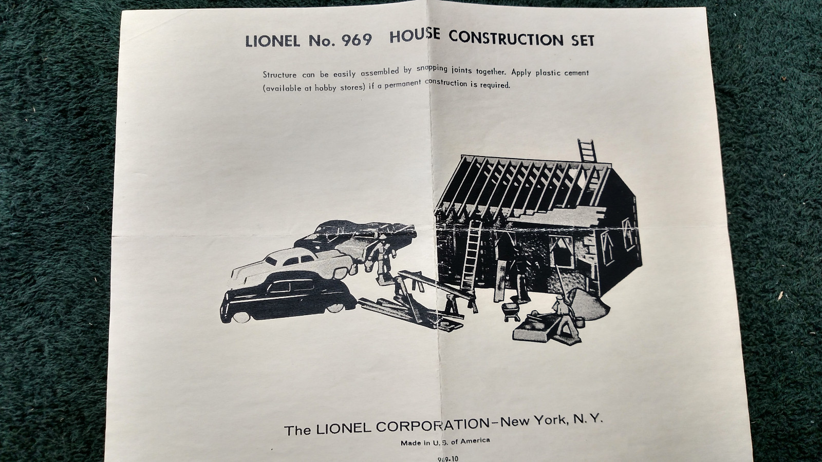 LIONEL # 969 HOUSE CONSTRUCTION SET INSTRUCTIONS PHOTOCOPY